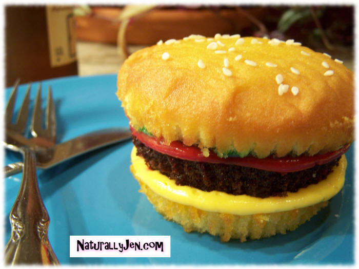 Hand Created Cheeseburger Cupcake Design Idea